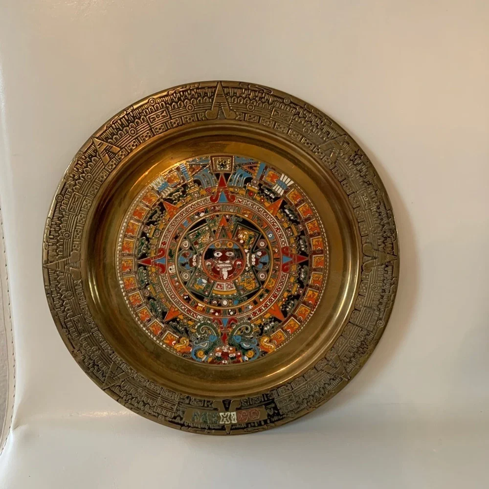 Intricate Gold and Multicolor Wall Decor Plate